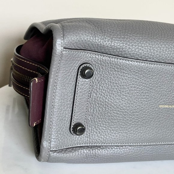 Coach Rogue 25 Grey Purple Colorblock Genuine Pebble Leather Satchels Handbags - Picture 13 of 16